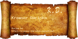 Kremser Darinka névjegykártya